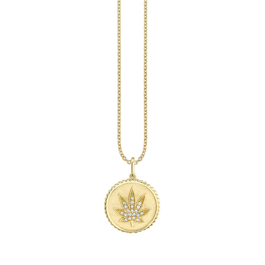 Gold & Diamond Pot Leaf Coin - Sydney Evan Fine Jewelry