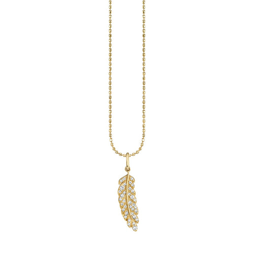 Gold & Diamond Small Feather Charm