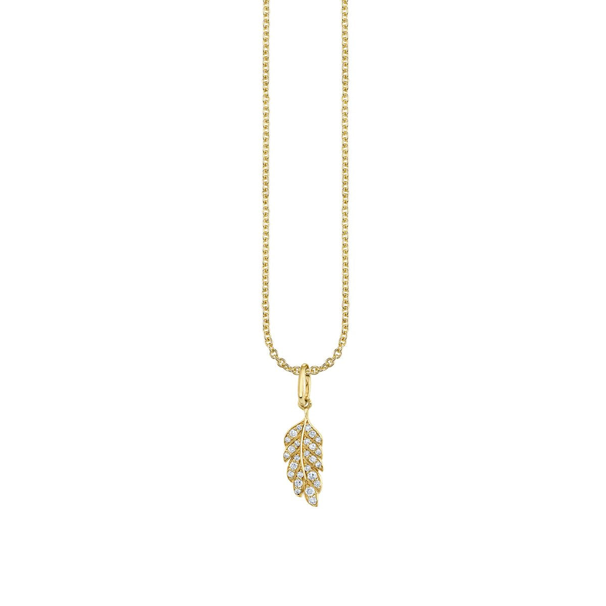 & Diamond Tiny Feather Charm