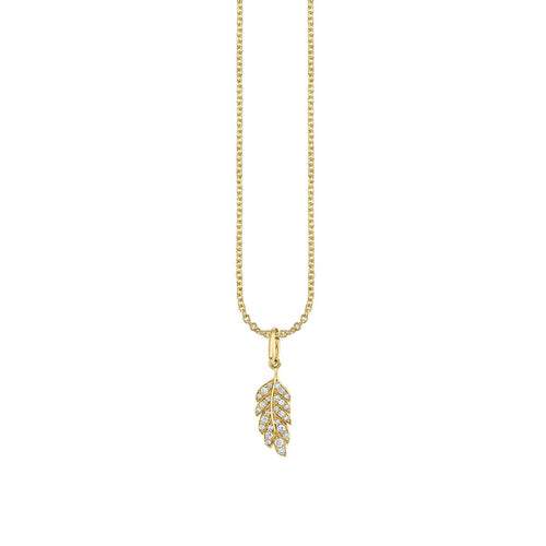 Gold & Diamond Tiny Feather Charm