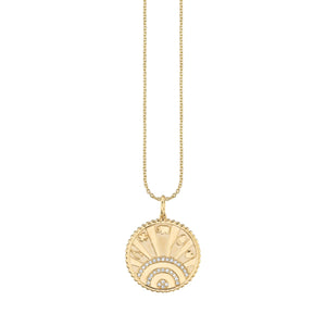 Gold & Diamond Small Luck Coin with Rays Charm - Sydney Evan Fine Jewelry