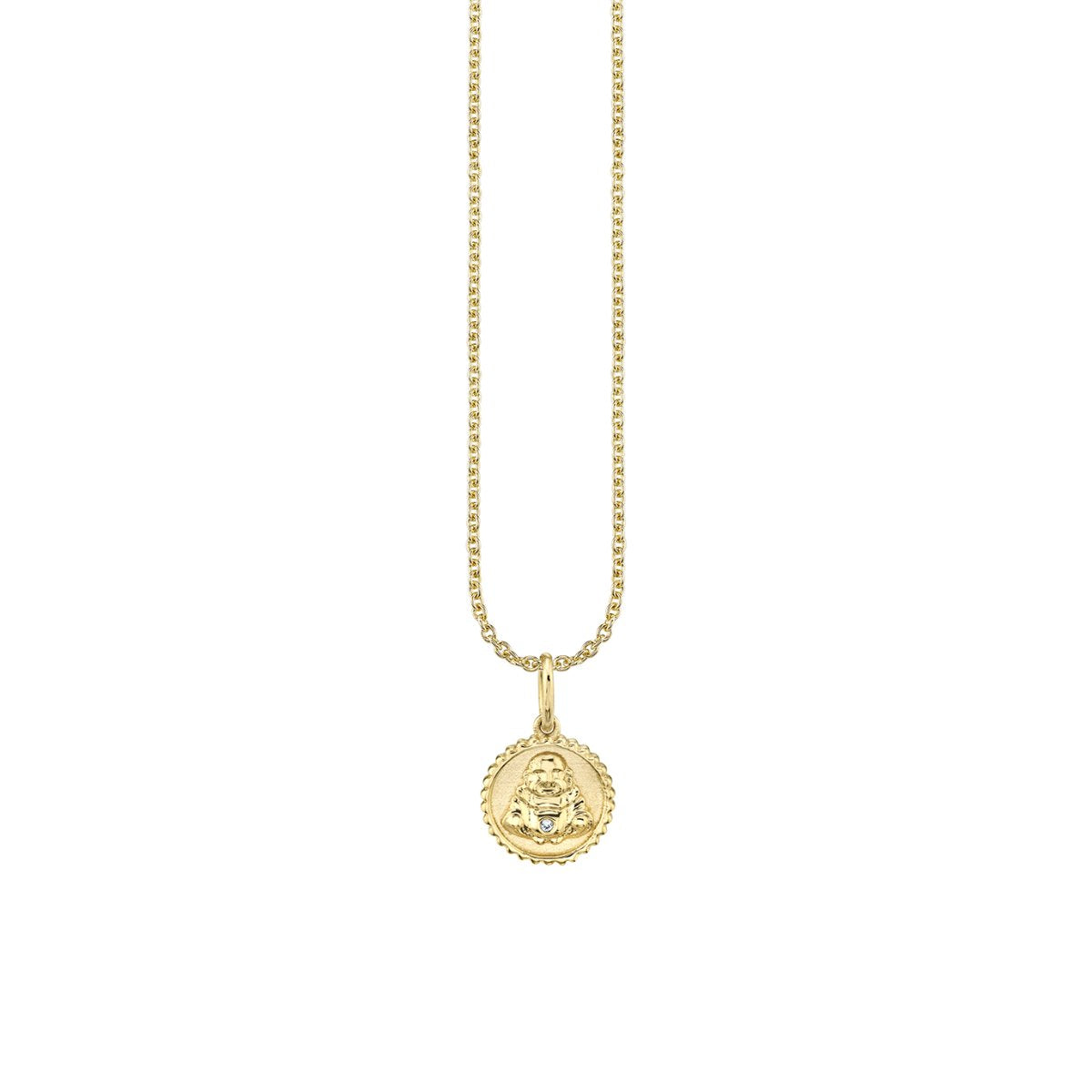 & Diamond Tiny Sitting Buddha Coin Charm