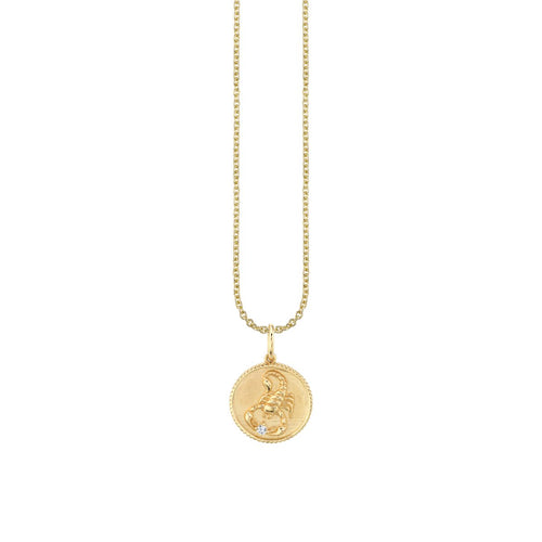 Gold & Diamond Scorpio Zodiac Medallion