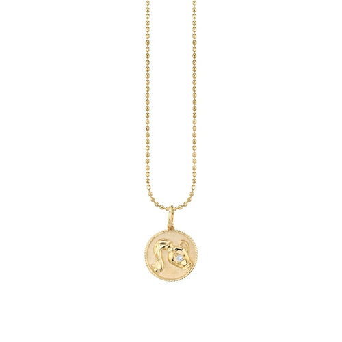 Gold & Diamond Aquarius Zodiac Medallion