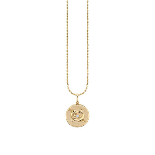 Gold & Diamond Pisces Zodiac Medallion