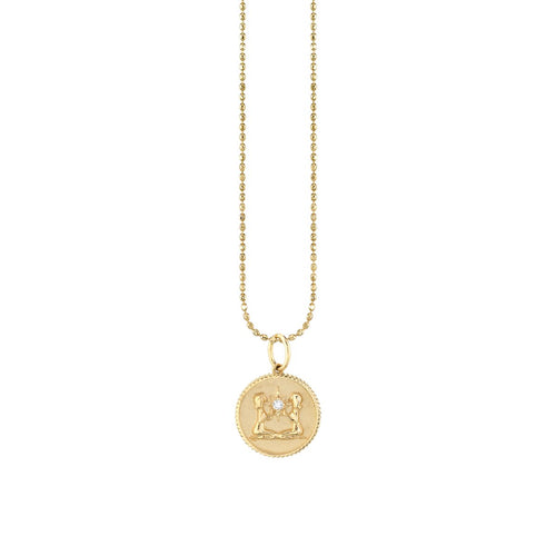 Gold & Diamond Gemini Zodiac Medallion