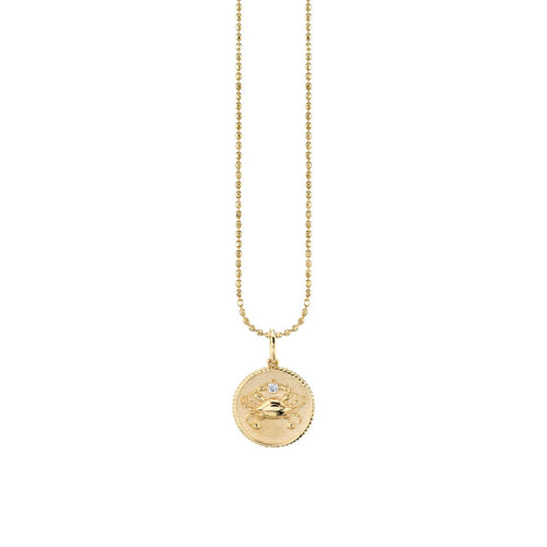 Gold & Diamond Cancer Zodiac Medallion