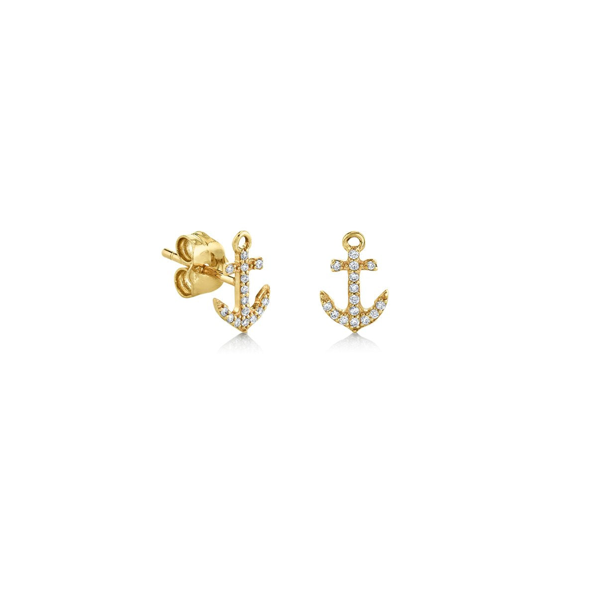 & Diamond Tiny Anchor Stud