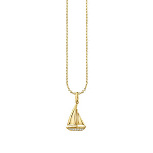 Gold & Diamond Sailboat Charm - Sydney Evan Fine Jewelry