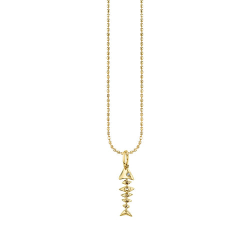 Gold & Diamond Small Fishbone Charm
