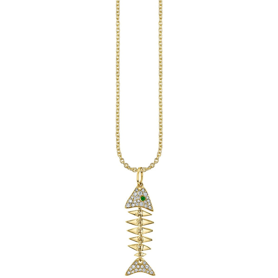 Gold & Diamond Large Fishbone Charm - Sydney Evan Fine Jewelry