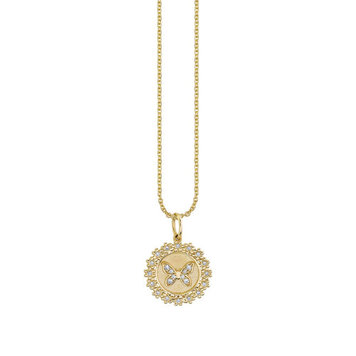 Gold & Diamond Butterfly Coin Charm