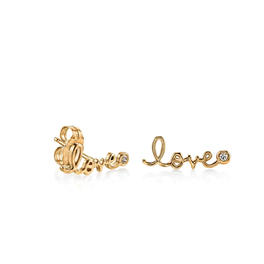 Gold Plated Sterling Silver Love Stud Earrings - Sydney Evan Fine Jewelry