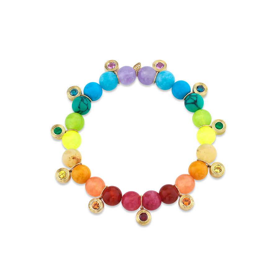 Gold & Fluted Rainbow Multi-Charm on Rainbow Jade - Sydney Evan Fine Jewelry