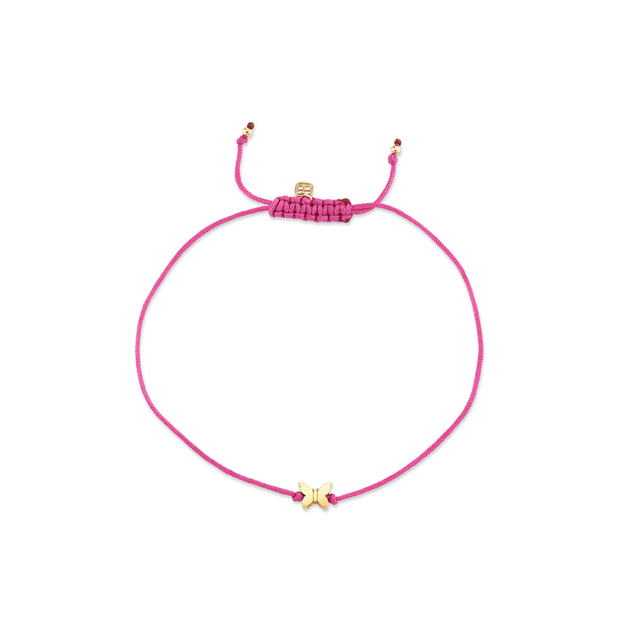 Pure Gold Tiny Butterfly Bead Cord Bracelet - Sydney Evan Fine Jewelry