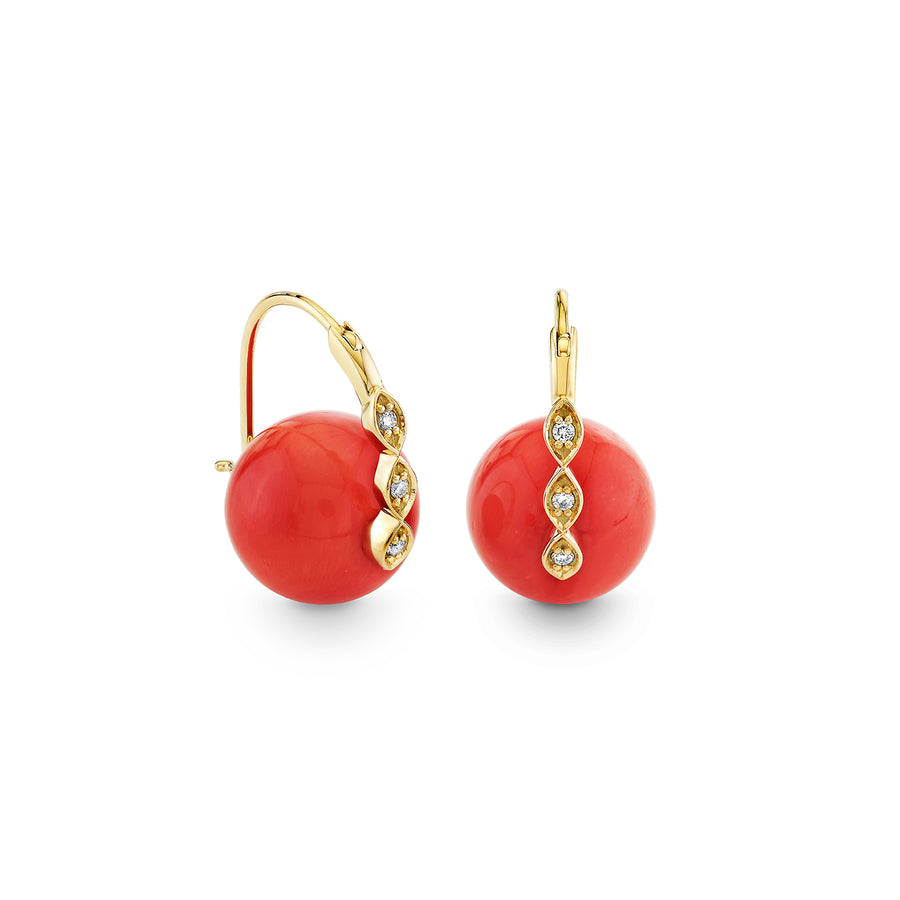 Gold & Diamond Marquise Eye Coral Earrings - Sydney Evan Fine Jewelry