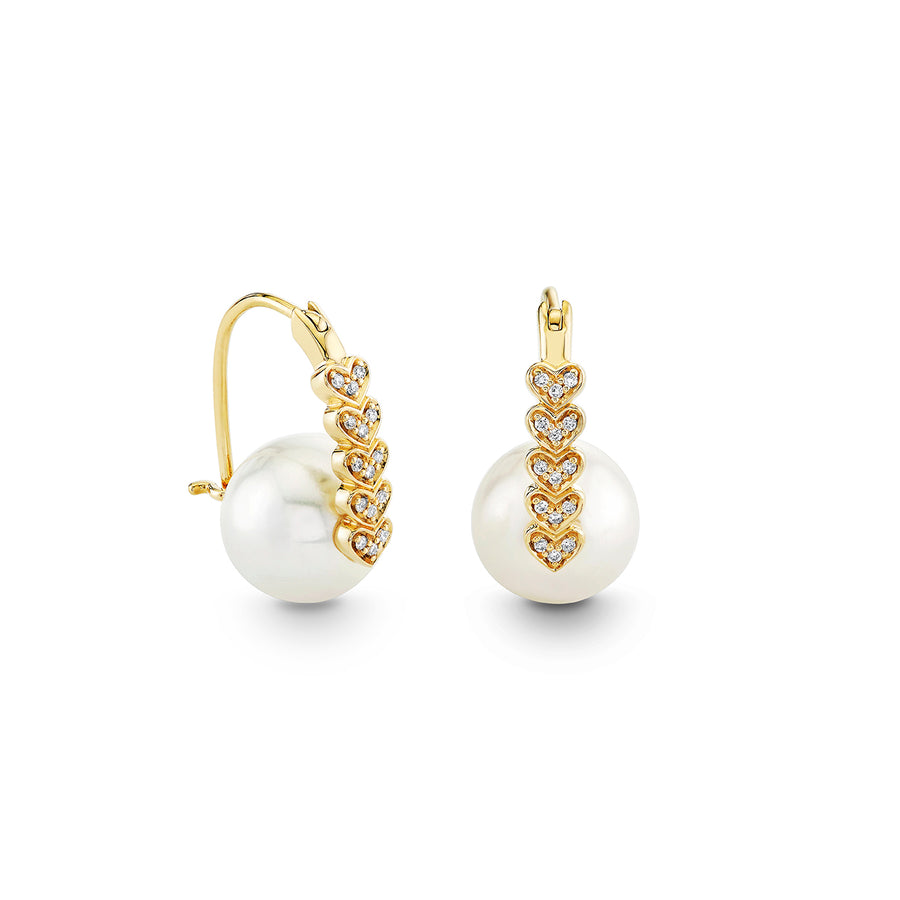 Gold & Diamond Heart Pearl Earrings - Sydney Evan Fine Jewelry