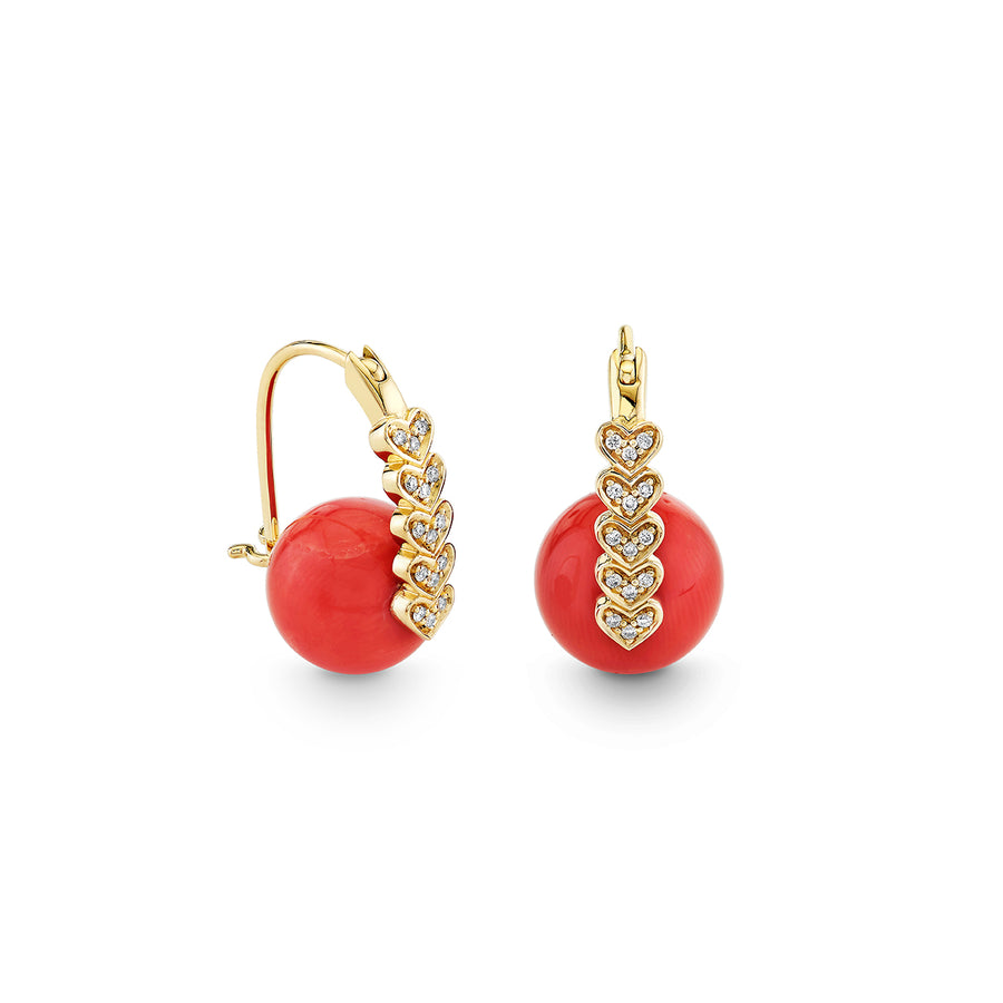 Gold & Diamond Heart Coral Earrings - Sydney Evan Fine Jewelry