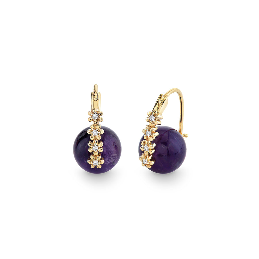 Gold & Diamond Tiny Daisy Amethyst Earrings - Sydney Evan Fine Jewelry