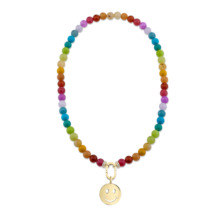 Pure Gold Large Happy Face Rainbow Jade Necklace - Sydney Evan Fine Jewelry