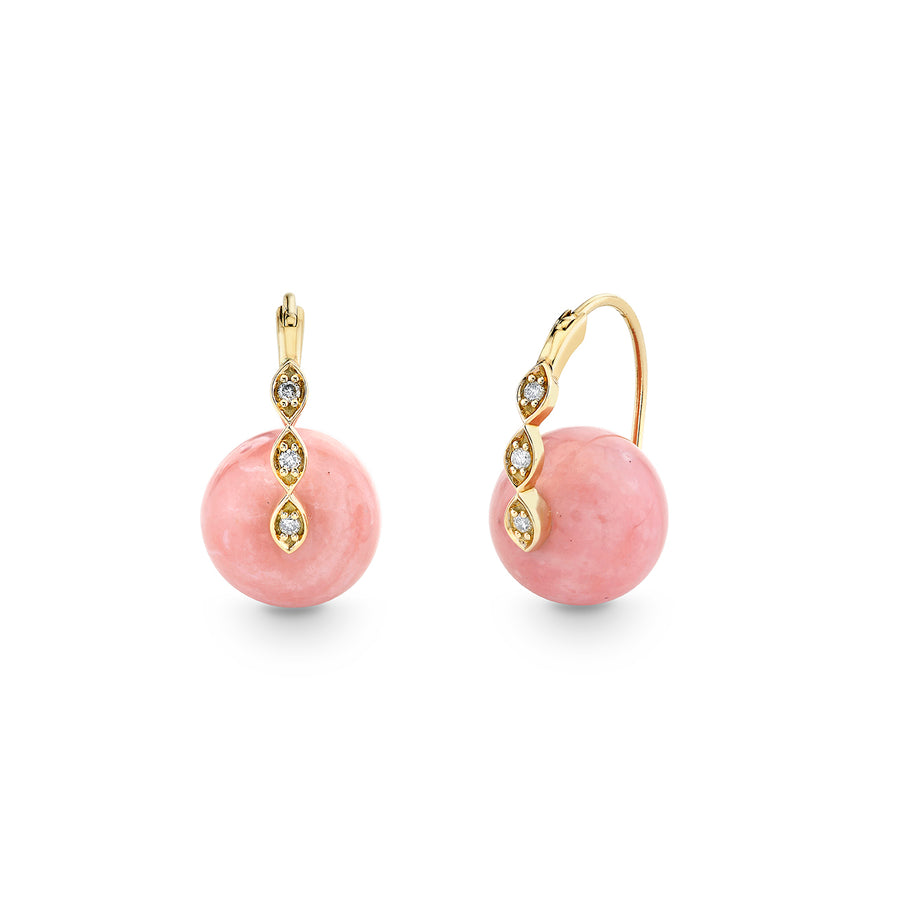 Gold & Diamond Marquise Eye Pink Opal Earrings - Sydney Evan Fine Jewelry