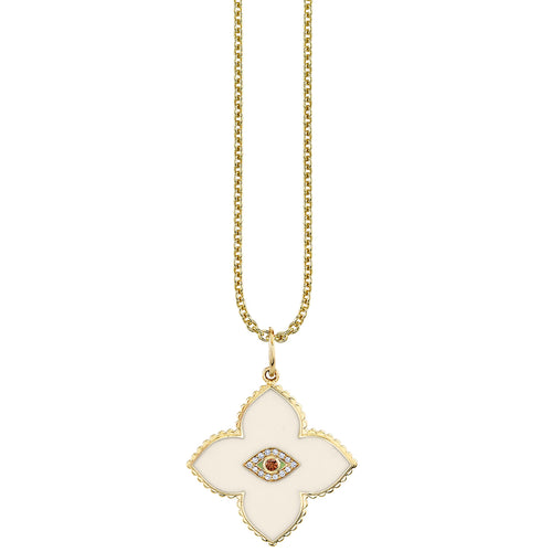Gold & Bezel Diamond Eye Moroccan Flower Charm