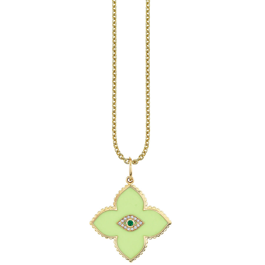 Gold & Bezel Diamond Evil Eye Moroccan Flower Charm - Sydney Evan Fine Jewelry