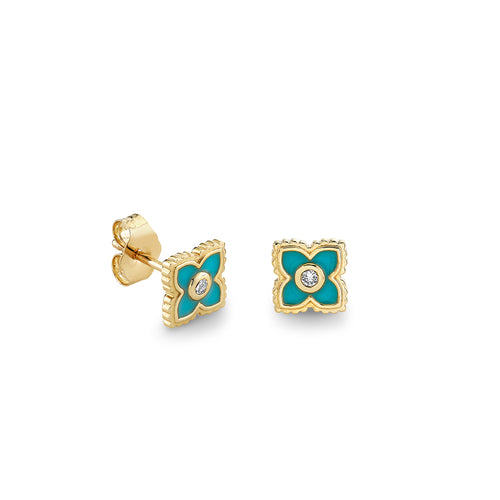Gold & Diamond Mini Moroccan Flower Stud