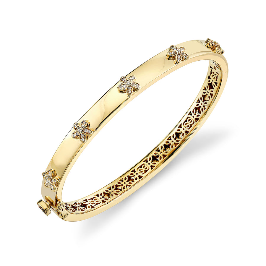 Gold & Diamond Plumeria Bangle - Sydney Evan Fine Jewelry