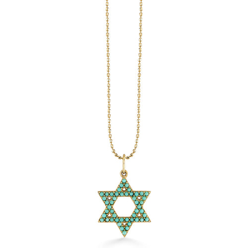Gold & Turquoise Star Of David Charm