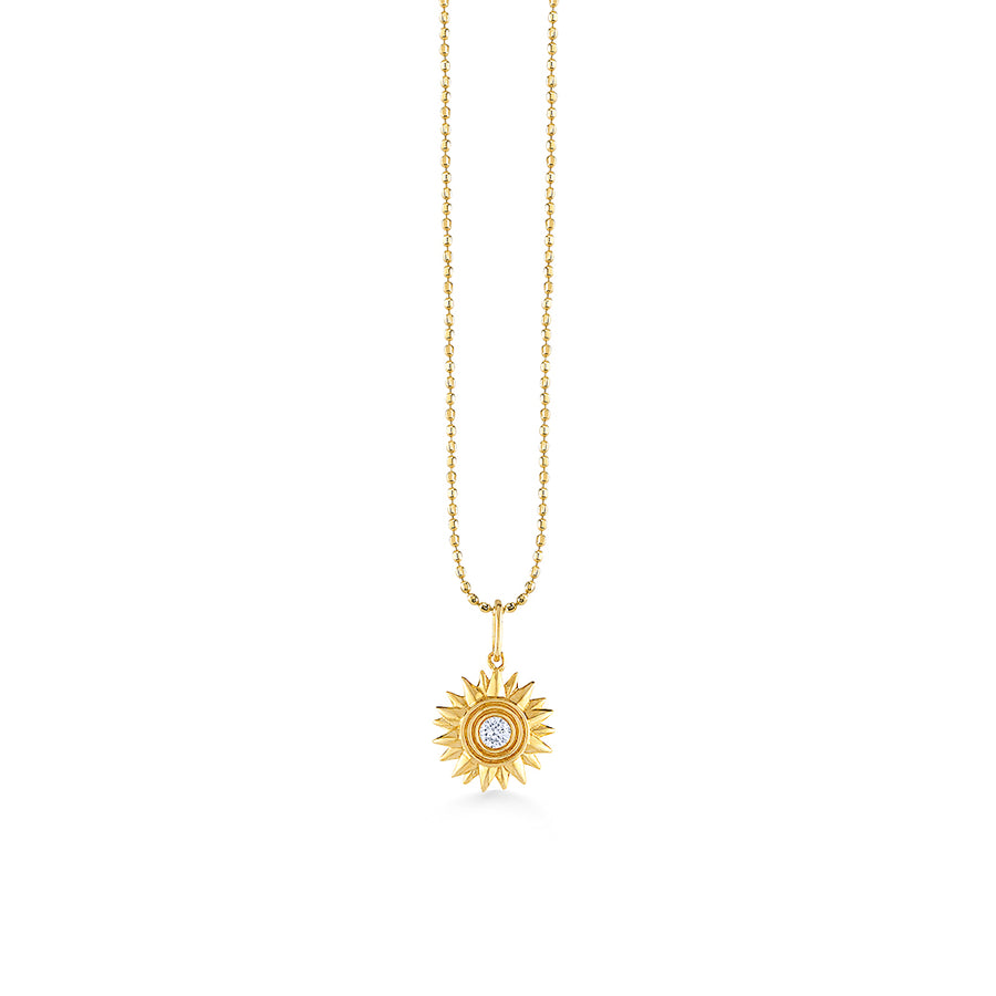 Gold & Diamond Fluted Sunburst Compass Charm - Sydney Evan Fine Jewelry