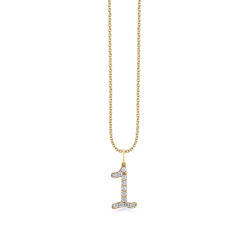 Gold & Diamond Large Number Charm