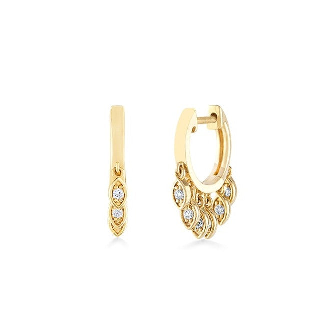 Gold & Diamond Marquise Eye Fringe Huggies - Sydney Evan Fine Jewelry