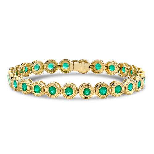 Gold & Emerald Large Fluted Tennis Bracelet