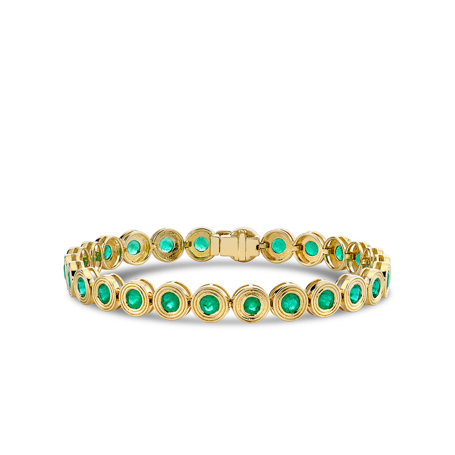 Gold & Emerald Large Fluted Tennis Bracelet - Sydney Evan Fine Jewelry