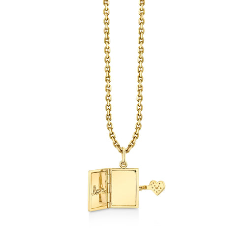 Gold & Diamond Heart Locket Charm