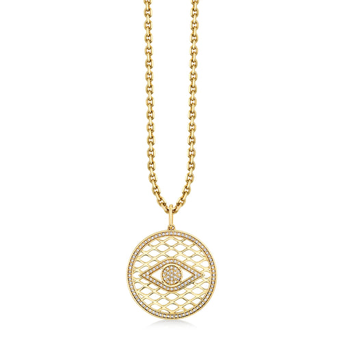 Gold & Diamond Fishnet Eye Pendant