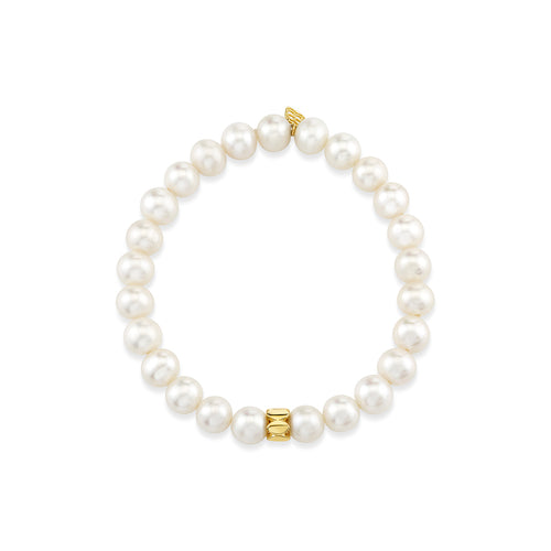 Pure Gold Marquise Eye Rondelle on Pearls