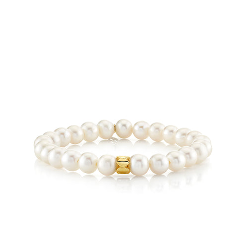 Pure Gold Marquise Eye Rondelle on Pearls