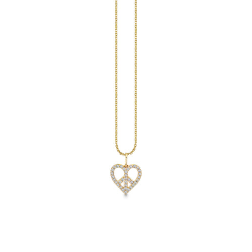 Gold & Diamond Small Peace Heart Charm