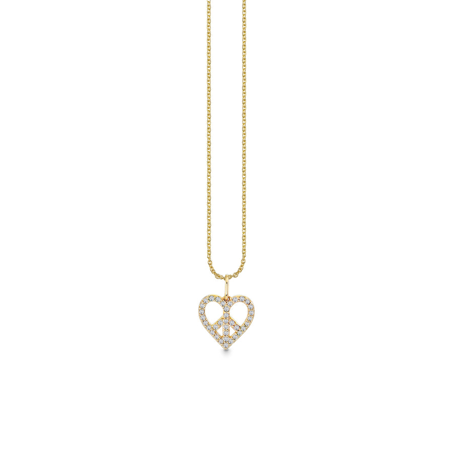 Gold & Diamond Small Peace Heart Charm - Sydney Evan Fine Jewelry