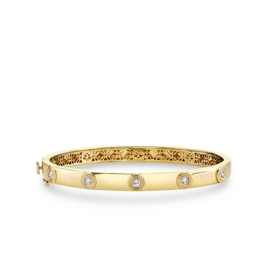 Gold & Diamond Fluted Hinge Bangle - Sydney Evan Fine Jewelry