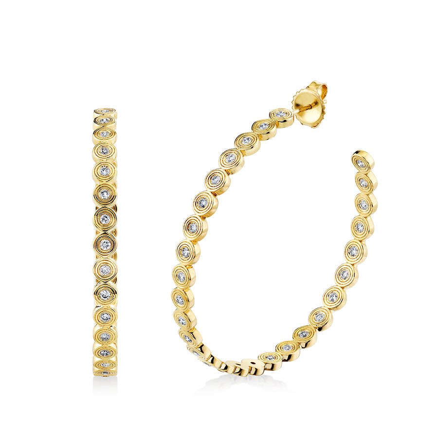Gold & Diamond Fluted Extra Large Hoops - Sydney Evan Fine Jewelry