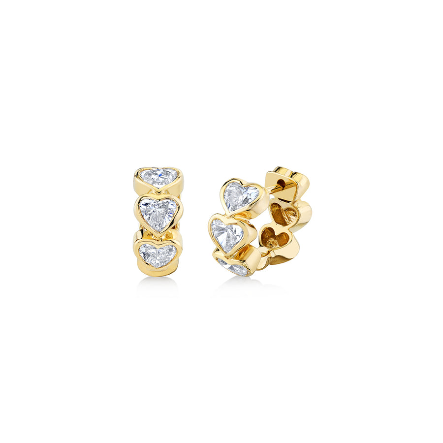 Gold & Heart Diamond Huggies - Sydney Evan Fine Jewelry