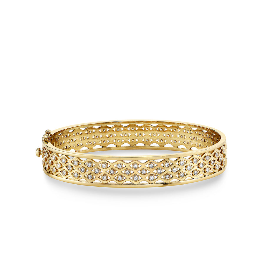 Gold & Diamond Fishnet Hinge Bangle - Sydney Evan Fine Jewelry