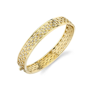 Gold & Diamond Fishnet Hinge Bangle - Sydney Evan Fine Jewelry