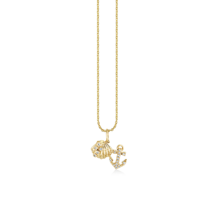 Gold & Diamond Anchor Shell Cluster Charm - Sydney Evan Fine Jewelry
