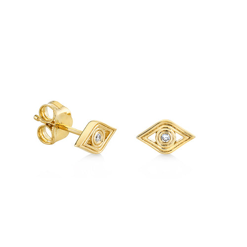 Gold & Diamond Fluted Eye Stud
