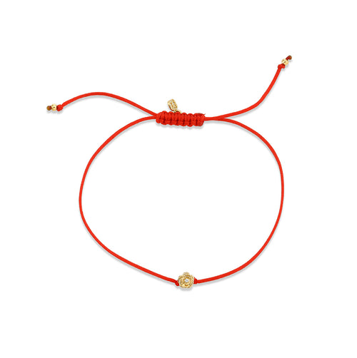 Gold & Diamond Rose Cord Bracelet