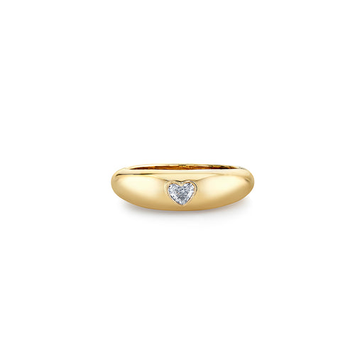 Gold & Diamond Heart Shape Puffy Ring